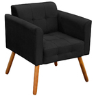 Poltrona Decorativa Pés Palito Karen Suede Preto G19 - Gran B