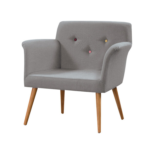 Poltrona Decorativa Pés Palito Mel Spencer Linho Cinza - Gran
