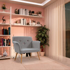 Poltrona Decorativa Pés Palito Mel Spencer Linho Cinza - Gran