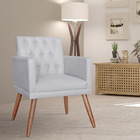Poltrona Decorativa Pés Palito Nina Encosto Estilo Capitonê B