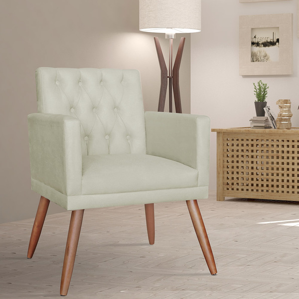 Poltrona Decorativa Pés Palito Nina Encosto Estilo Capitonê B