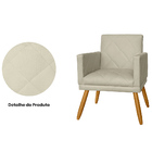 Poltrona Decorativa Pés Palito Nina Estilo Matelassê Bege - D