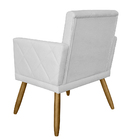 Poltrona Decorativa Pés Palito Nina Estilo Matelassê Branco -