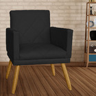 Poltrona Decorativa Pés Palito Nina Estilo Matelassê Preto -