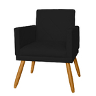 Poltrona Decorativa Pés Palito Nina Estilo Matelassê Preto -