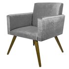Poltrona Decorativa Pés Palito Nina Suede Cinza - Ds Móveis