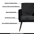 Poltrona Decorativa Pés Palito Piazza Veludo Preto - Gran Belo