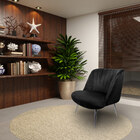 Poltrona Decorativa Pés Palito Polido Dortmund Veludo Preto G