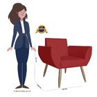 Poltrona Decorativa Pés Palito Recepção Sala Flora Vermelho