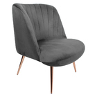 Poltrona Decorativa Pés Palito Rosê Gold Dortmund Veludo Cinz