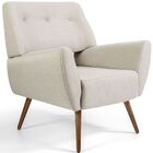 Poltrona Decorativa Pés Palito Sala De Estar Roma Algodão Beg