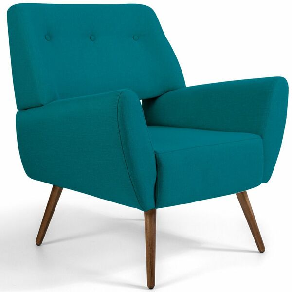 Poltrona Decorativa Pés Palito Sala De Estar Roma Veludo Turq