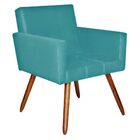 Poltrona Decorativa Pés Palito Vitoria Suede Azul Turquesa -