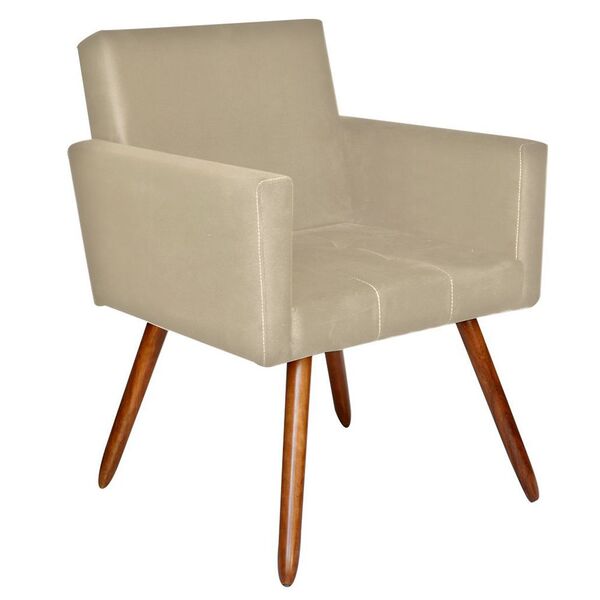 Poltrona Decorativa Pés Palito Vitoria Suede Bege - Ds Estofa