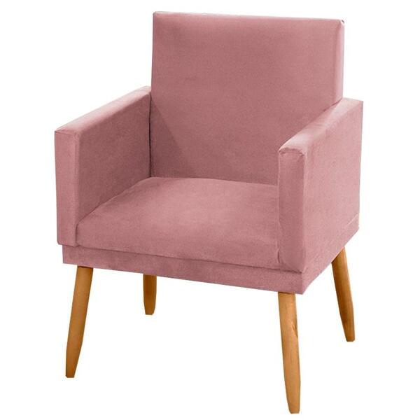 Poltrona Decorativa Pés Palitos Nina 9797 Suede Marrom Rm Mil