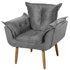 Poltrona Decorativa Pés Palitos Opala 9798 Suede Cinza Escuro
