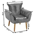 Poltrona Decorativa Pés Palitos Opala 9798 Suede Cinza Escuro