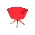 Poltrona Decorativa Pétala Girassol Base Giratória De Madeira