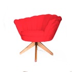 Poltrona Decorativa Pétala Girassol Base Giratória De Madeira