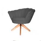 Poltrona Decorativa Pétala Girassol Base Giratória De Madeira