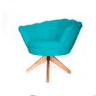 Poltrona Decorativa Pétala Girassol Base Giratória De Madeira