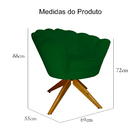 Poltrona Decorativa Pétala Pés Madeira Giratório Suede Verde