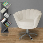 Poltrona Decorativa Pétala Pés Metal Giratório Suede Bege - D