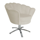 Poltrona Decorativa Pétala Pés Metal Giratório Suede Bege - D