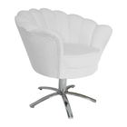 Poltrona Decorativa Pétala Pés Metal Giratório Suede Branco -