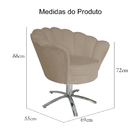 Poltrona Decorativa Pétala Pés Metal Giratório Suede Capuccin