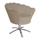 Poltrona Decorativa Pétala Pés Metal Giratório Suede Capuccin
