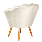 Poltrona Decorativa Pétala Pés Palito Veludo Bege - Ds Estofa