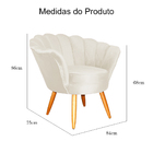 Poltrona Decorativa Pétala Pés Palito Veludo Bege - Ds Estofa
