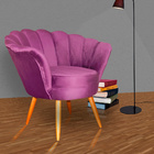 Poltrona Decorativa Pétala Pés Palito Veludo Roxo - Ds Estofa