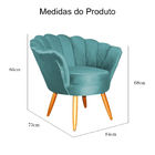 Poltrona Decorativa Pétala Veludo - Ds Estofados - Azul Turqu