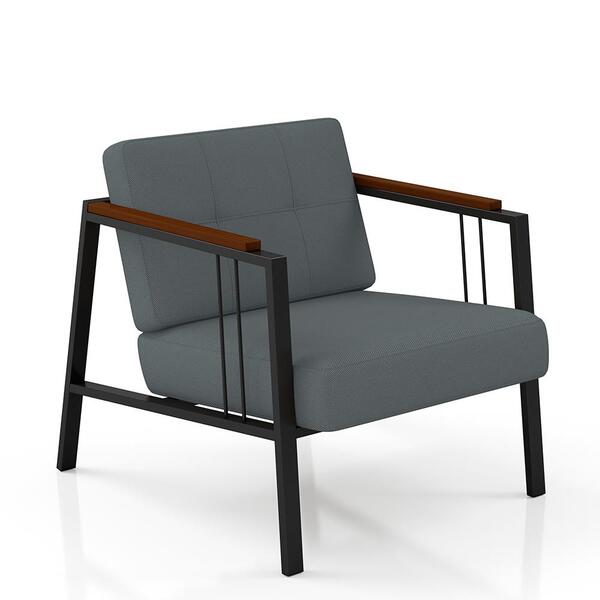 Poltrona Decorativa Pomezia Estilo Industrial Preto/cinza - M