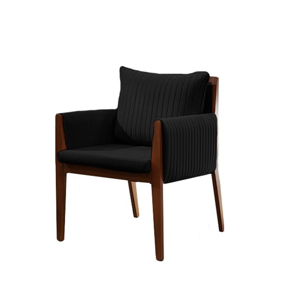 Poltrona Decorativa Preto Em Veludo Angkor