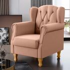 Poltrona Decorativa Recepção Amélia Linho Com Pés Luis Xv  Li