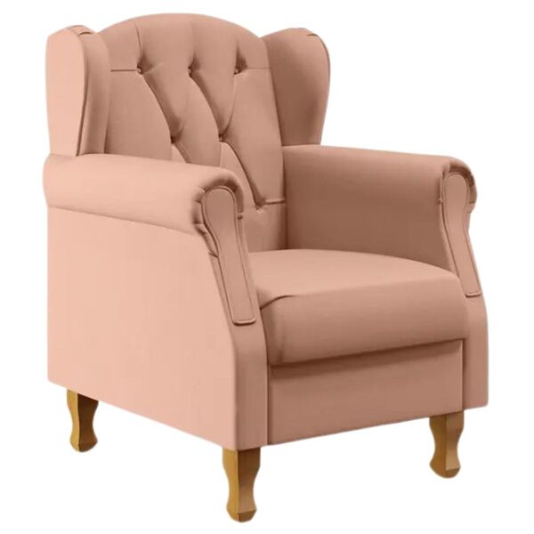 Poltrona Decorativa Recepção Amélia Linho Com Pés Luis Xv  Li