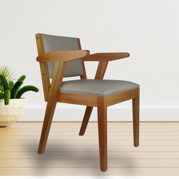 Poltrona Decorativa Recepção E Sala De Estar Em Madeira Maciç