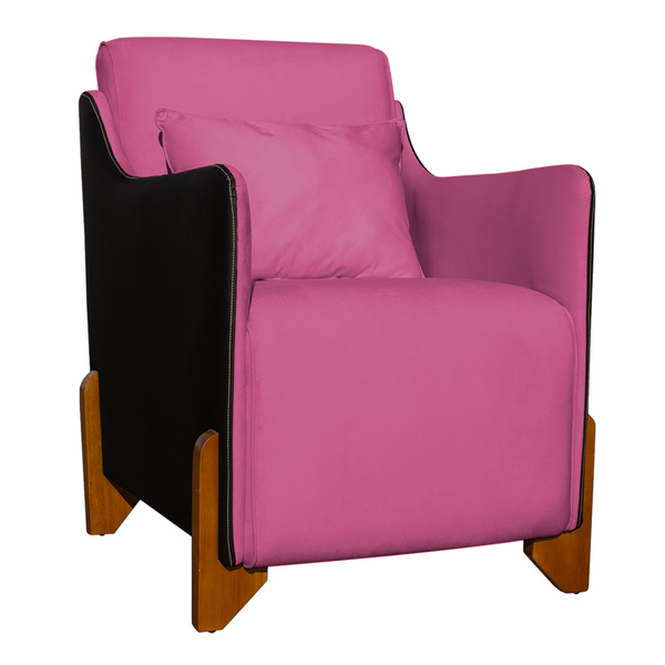 Poltrona Decorativa Recepção Eloá Corino E Veludo - V8 Decor