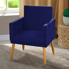 Poltrona Decorativa Recepção Nina Luxo Suede Azul Marinho