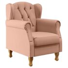 Poltrona Decorativa Recepção Tainá Linho Com Pés Luis Xv  Lin