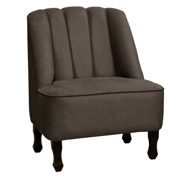 Poltrona Decorativa Recepção Zoe Suede Marrom