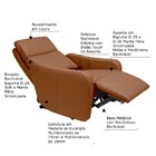 Poltrona Decorativa Reclinável Elétrica Moroni Couro Caramelo