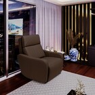 Poltrona Decorativa Reclinável Elétrica Moroni Couro Tabaco G