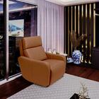 Poltrona Decorativa Reclinável Manual Moroni Couro Avelã G43