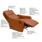 Poltrona Decorativa Reclinável Manual Moroni Couro Caramelo -