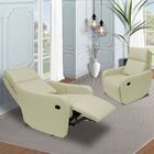 Poltrona Decorativa Reclinável Manual Moroni Couro Off White