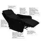 Poltrona Decorativa Reclinável Manual Moroni Couro Preto G43